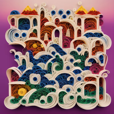 Colorful Paper Quilling Arches QR Code Art — image 1