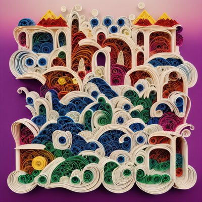 Colorful Paper Quilling Arches QR Code Art