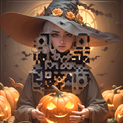 Witch With Jack-o'-Lantern 3D QR Code for Posters — image 1