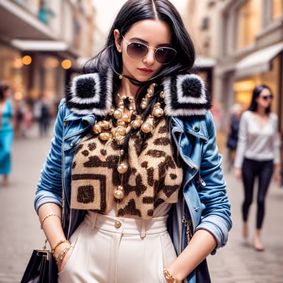 Fashionable Woman Street Portrait QR Code for Posters — image 1