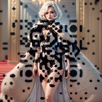 Dalmatian Fur Fashion Woman 3D Portrait QR Code for Posters
