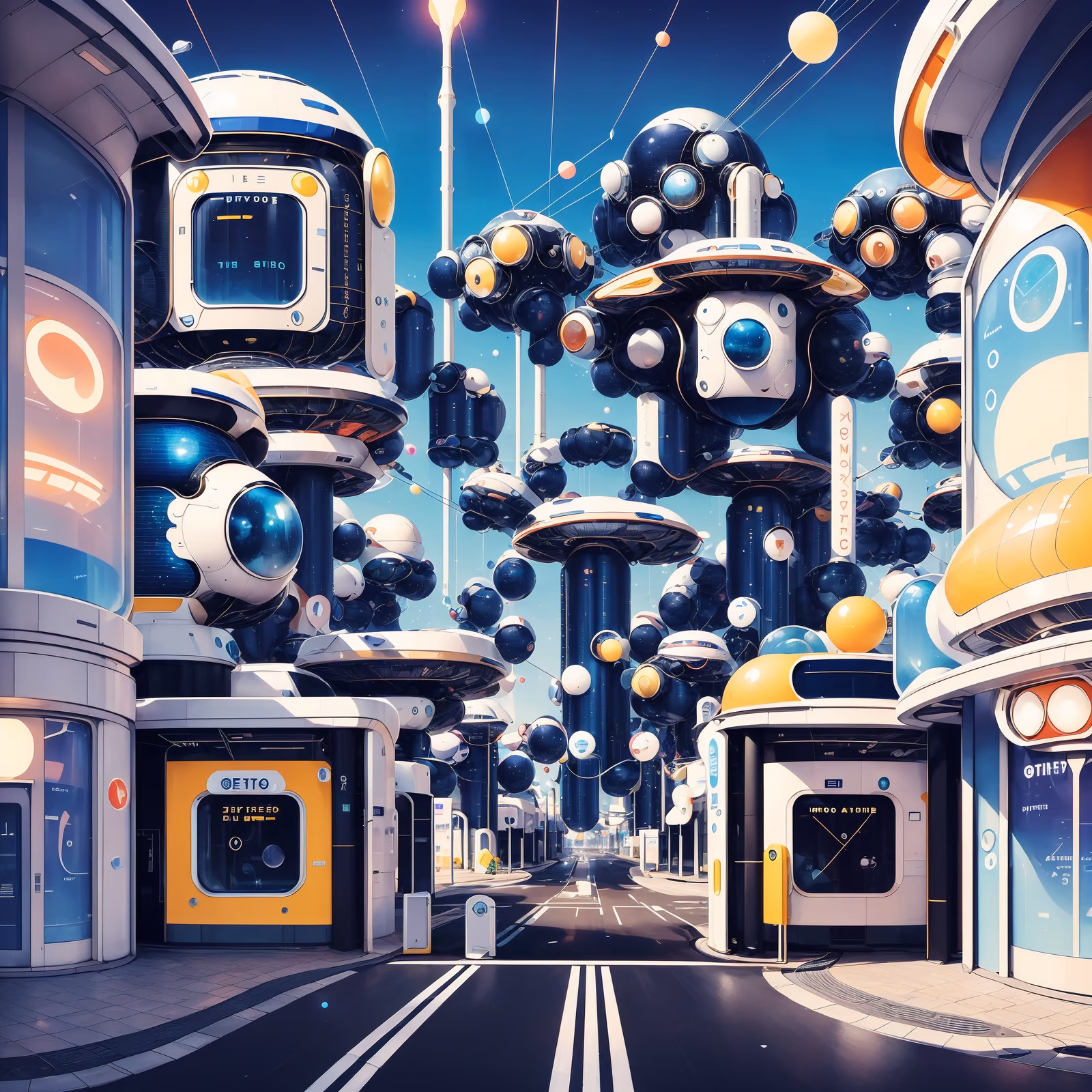 Retrofuturist Pod City Street QR Code for Posters — image 1