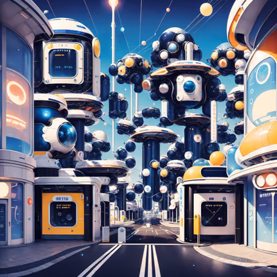 Retrofuturist Pod City Street QR Code for Posters — image 1