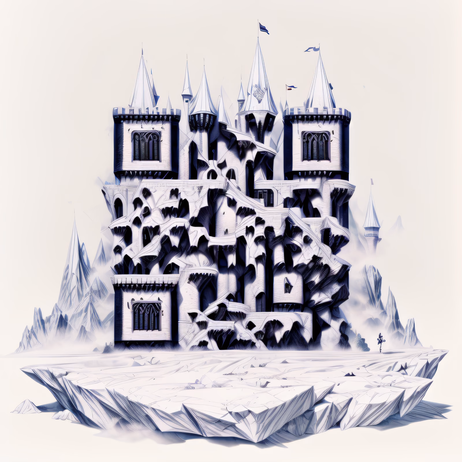 Misty Cliff Castle Game Art QR Code for Posters — image 1