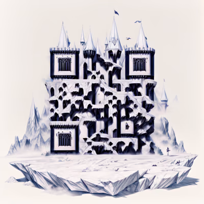 Misty Cliff Castle Game Art QR Code for Posters — image 1