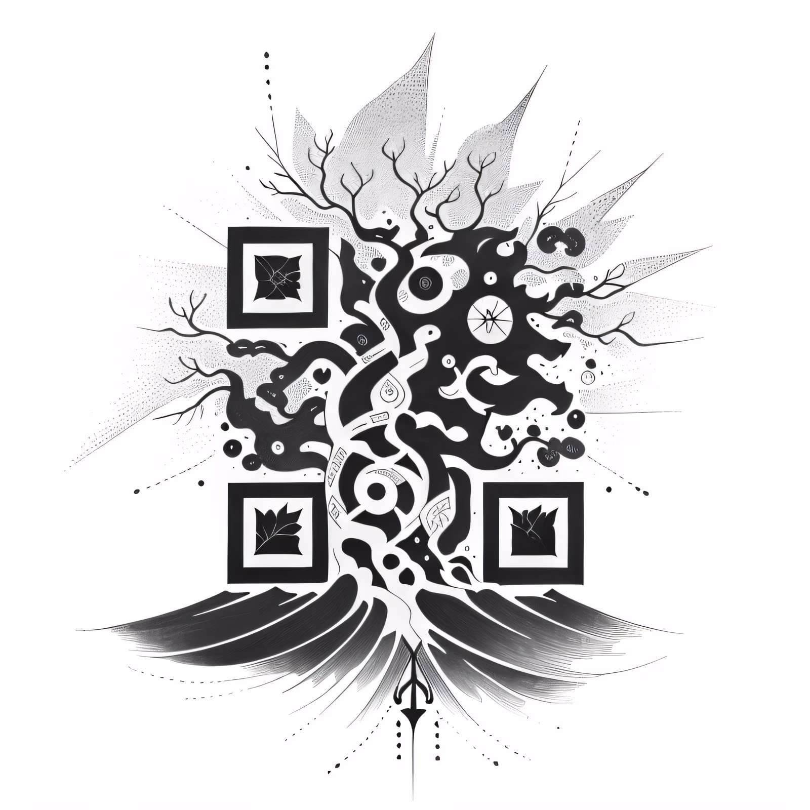 World Tree Ink Tattoo QR Code for Temporary Tattoos — image 1