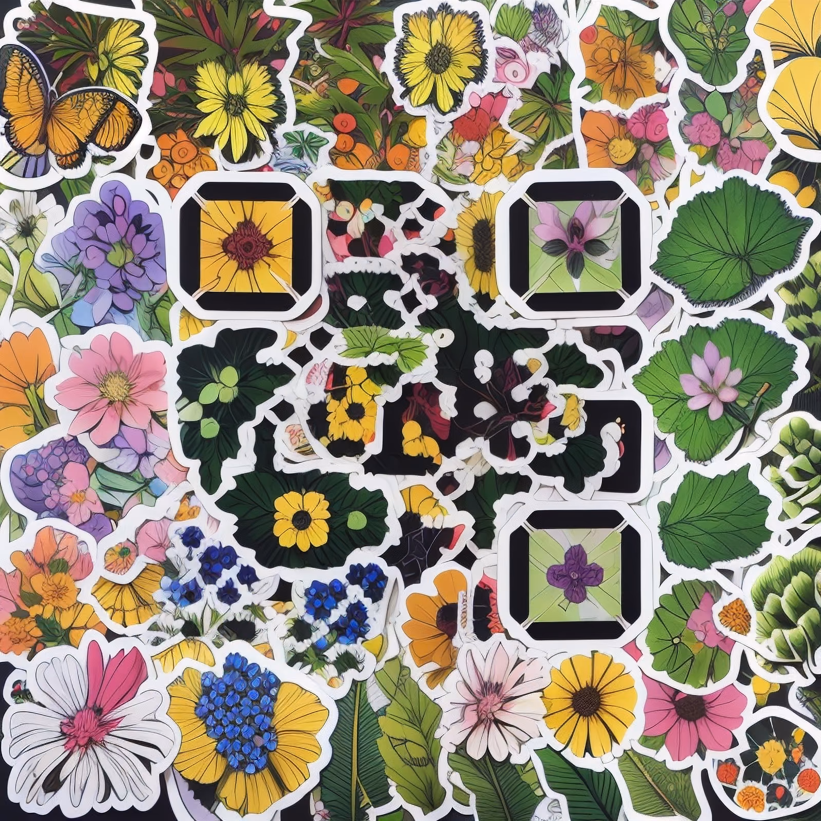 Garden Flower Sticker Bomb QR Code for Stickers — image 1