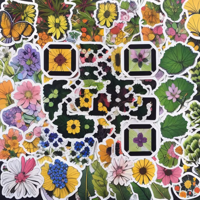 Garden Flower Sticker Bomb QR Code for Stickers — image 1