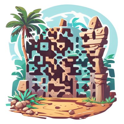 Jungle Ruins Vector Sticker QR Code for Stickers