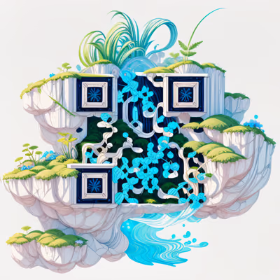 Floating Mossy Island Game Art QR Code for Posters — image 1