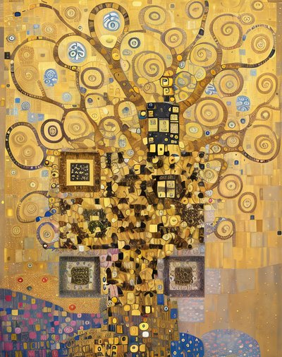 Golden Spiral Tree Art Nouveau QR Code Art