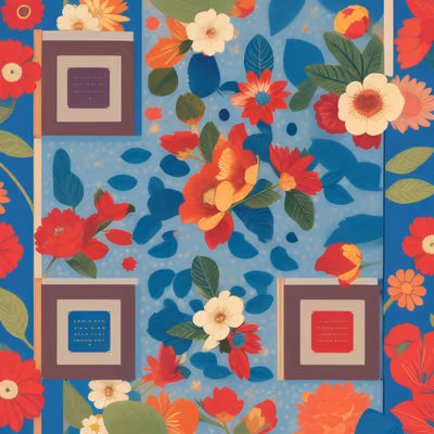 Red Floral Screenprint Pattern QR Code for Book Covers — image 1