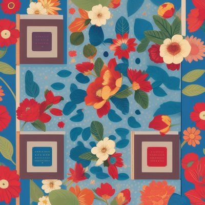 Red Floral Screenprint Pattern QR Code for Book Covers