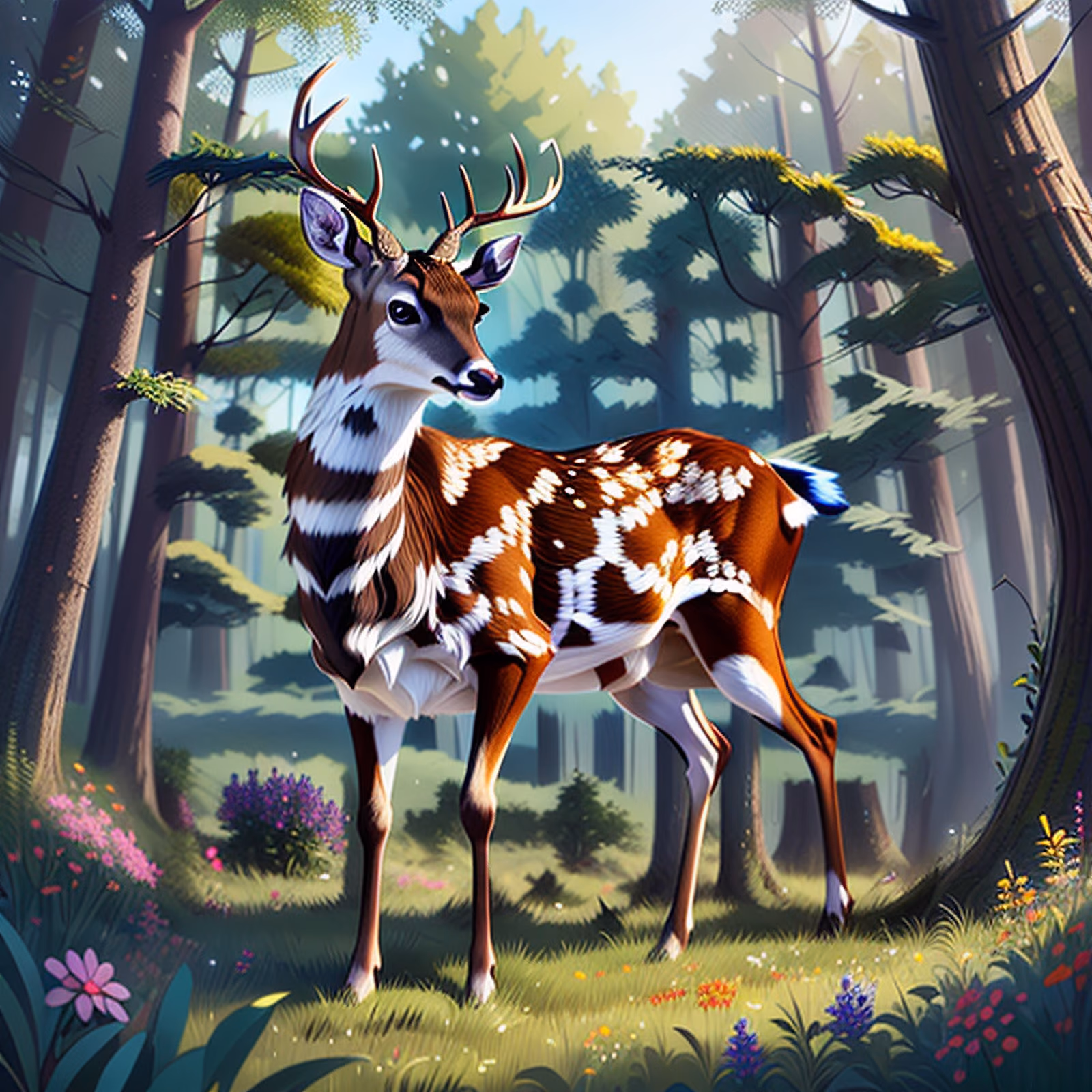 Stag in Forest Glade Painting QR Code Art — image 1