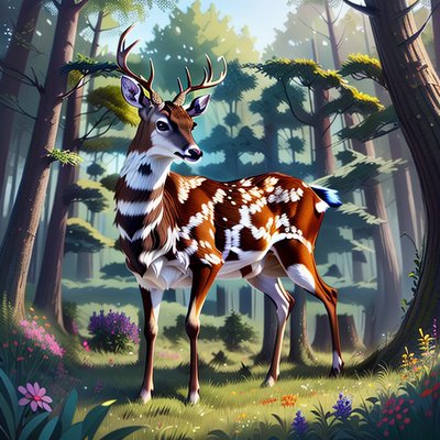 Stag in Forest Glade Painting QR Code Art