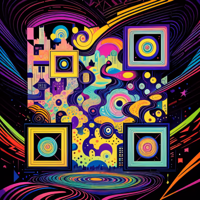 迷幻抽象城市图案二维码艺术海报 — 图片 1