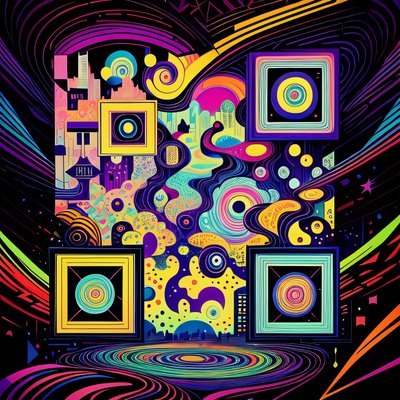 Psychedelic Abstract City Pattern QR Code for Posters