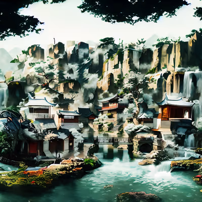 中国山村风景二维码艺术 — 图片 1