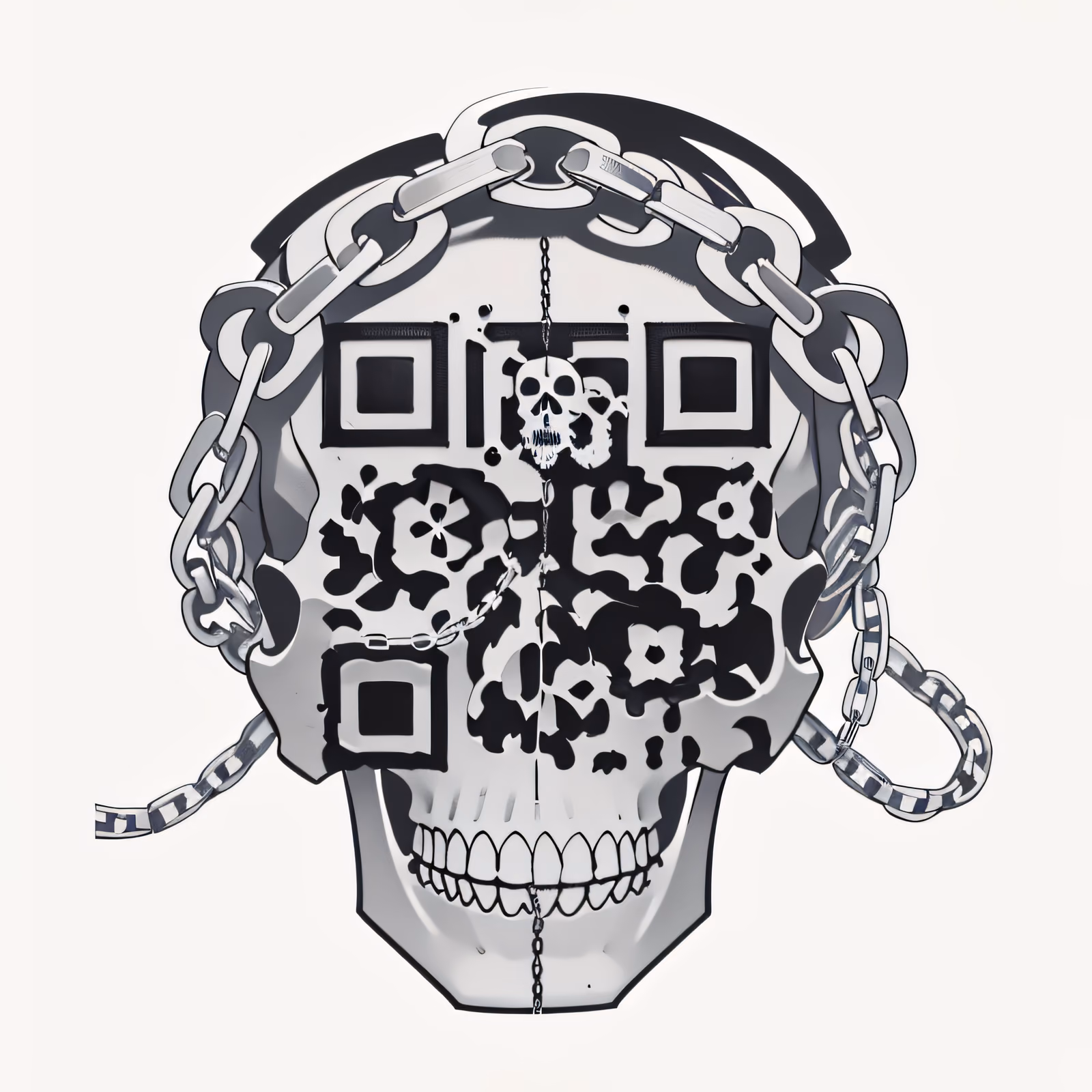 Chained Skull Tattoo Ink QR Code for Temporary Tattoos — image 1