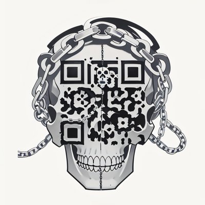 Chained Skull Tattoo Ink QR Code for Temporary Tattoos