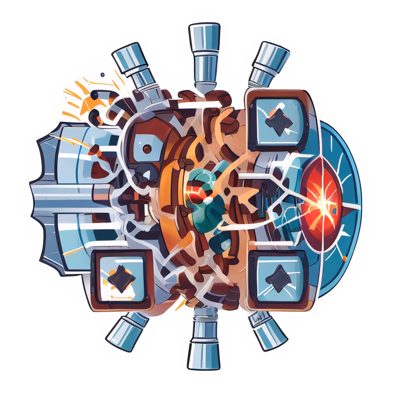 Коллайдер частиц, векторный стикер QR-код для наклеек — изображение 1