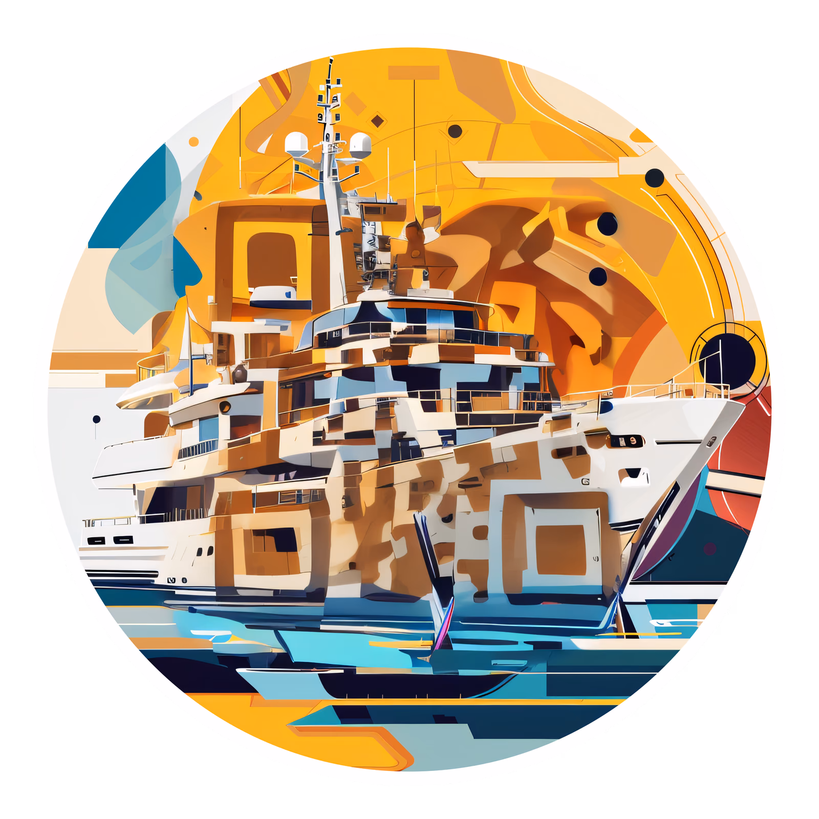 Роскошная яхта, абстрактный векторный QR-код для наклеек — изображение 1