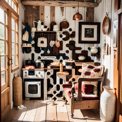 Rustic Farmhouse Kitchen Photorealistic QR Code Art
