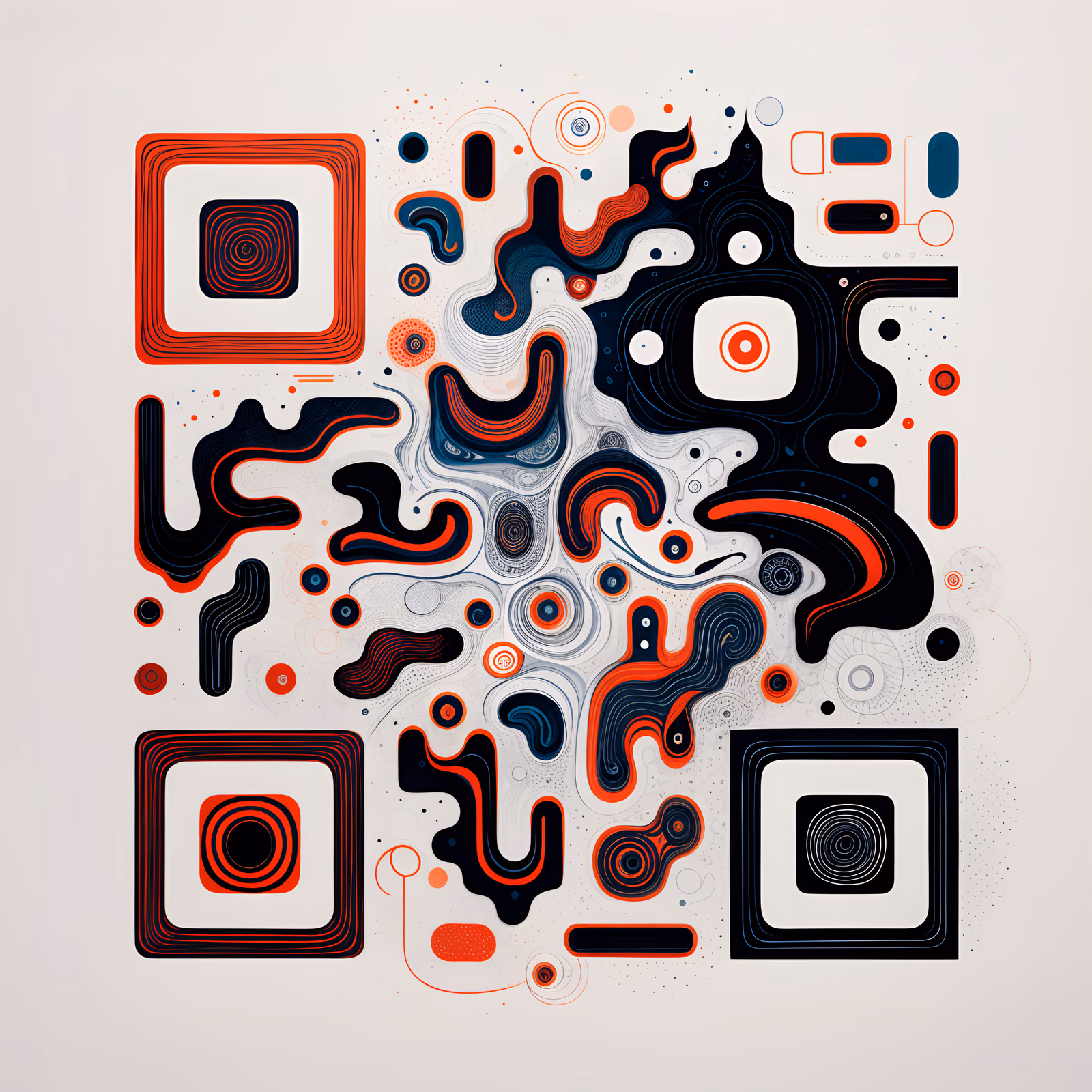Swirling Ink Doodle Abstract QR Code Art — image 1