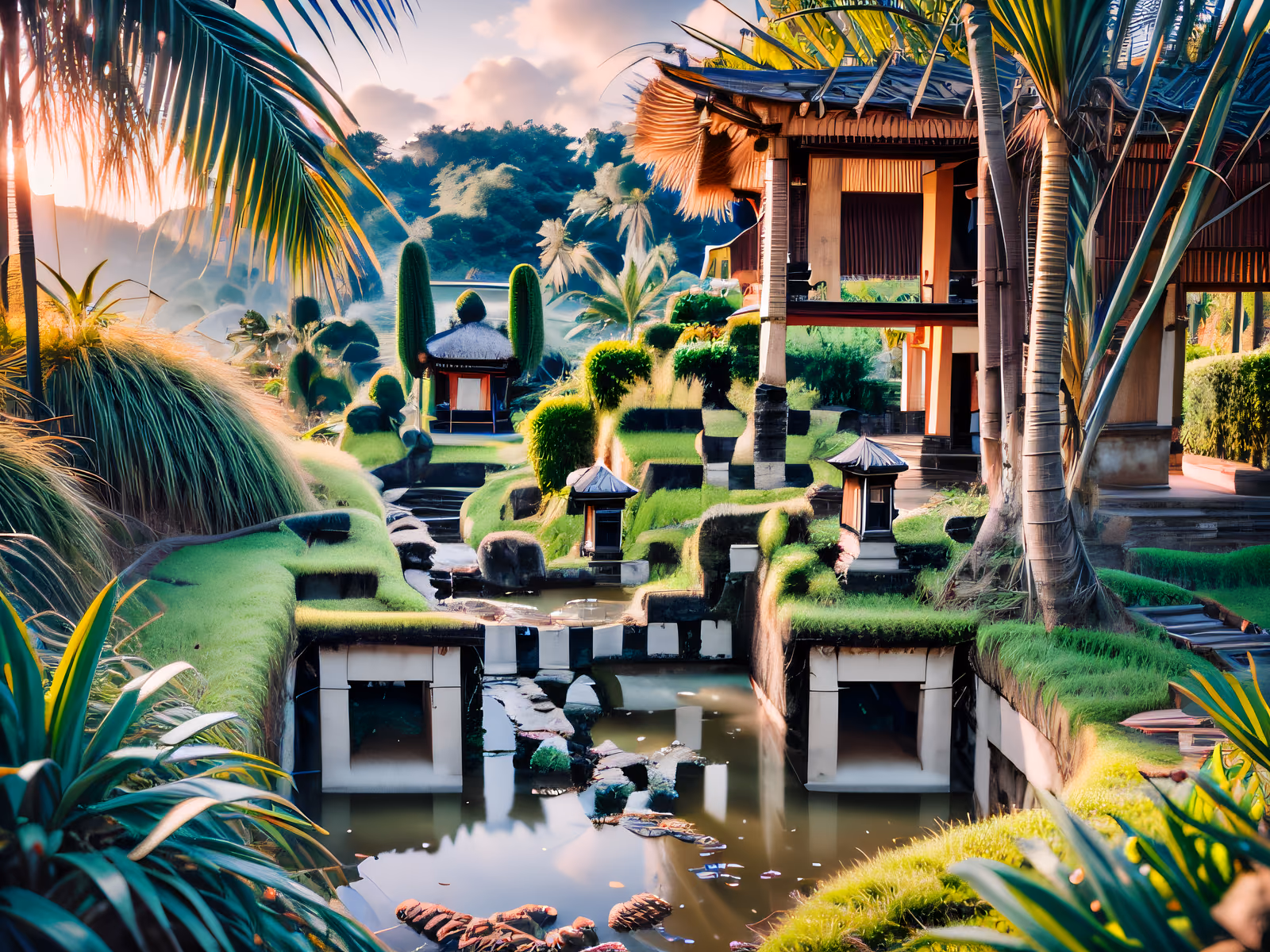 Балийский садовый храм: фотореалистичный QR-код для постеров — изображение 1
