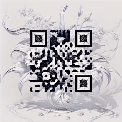 Lily Bouquet Ink Illustration QR Code Art — image 1