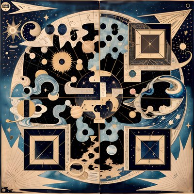 星象图剪纸拼贴二维码艺术,适用于海报