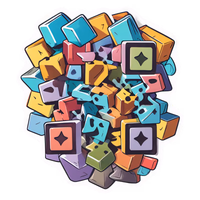 Куча разноцветных кубиков, векторный QR-код для стикеров — изображение 1