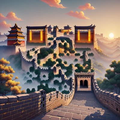 Great Wall Sunrise Game Art QR Code for Posters