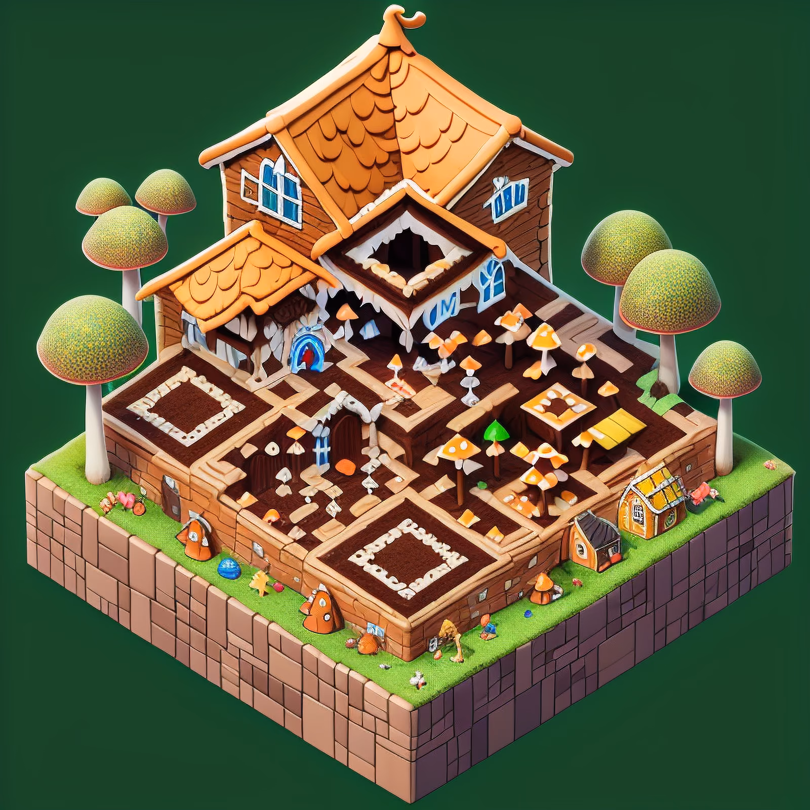 Isometric Gingerbread Village 3D QR Code for Posters — image 1