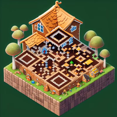 Isometric Gingerbread Village 3D QR Code for Posters — image 1
