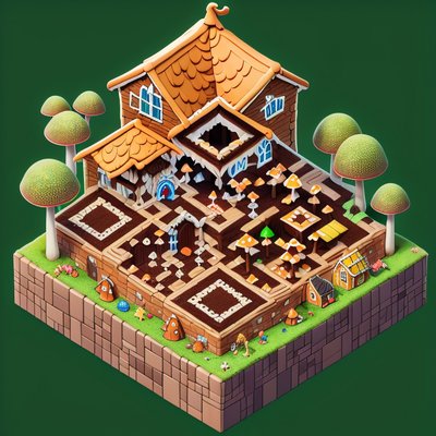 Isometric Gingerbread Village 3D QR Code for Posters