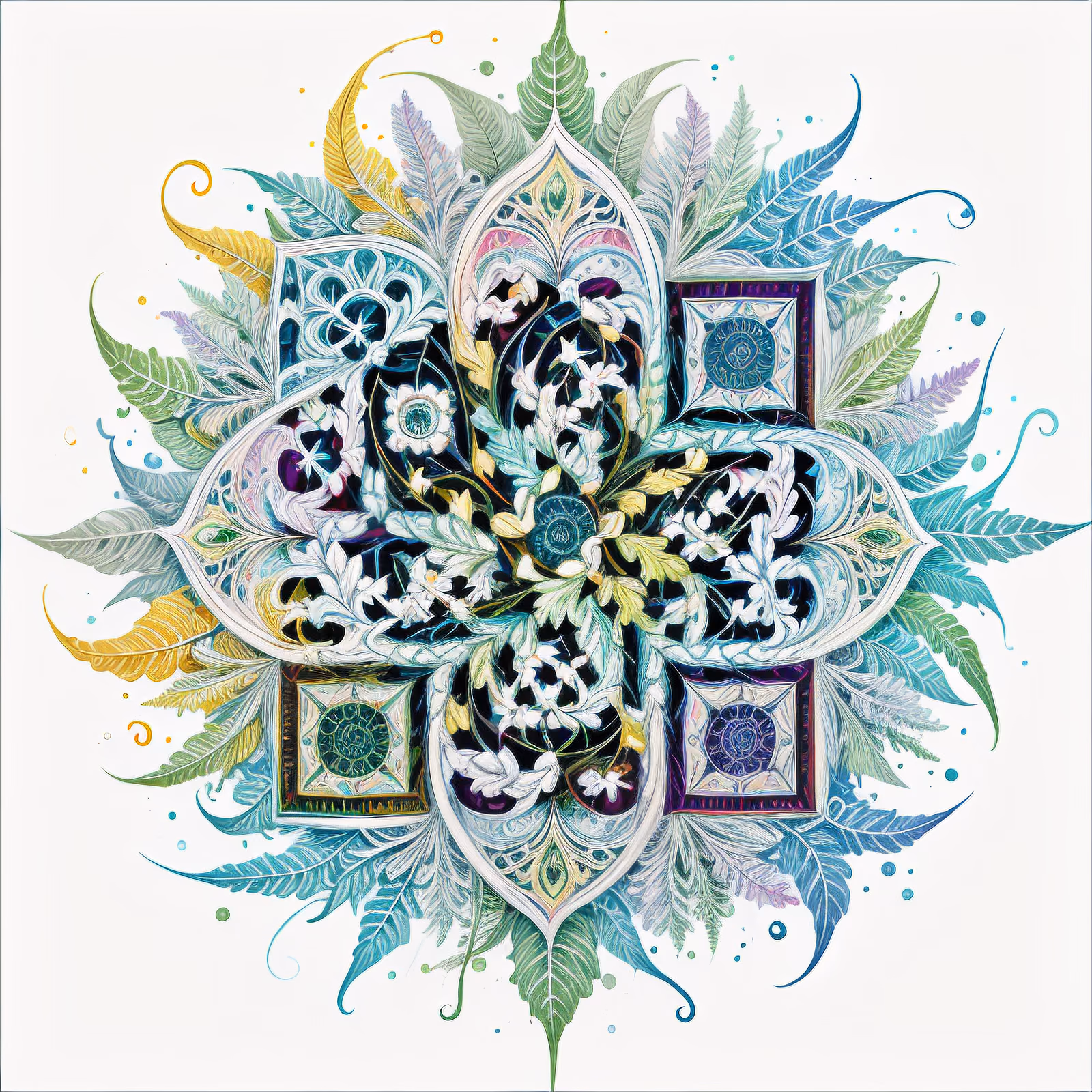 Fern Leaf Mandala Ornamental QR Code Art — image 1