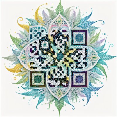Fern Leaf Mandala Ornamental QR Code Art