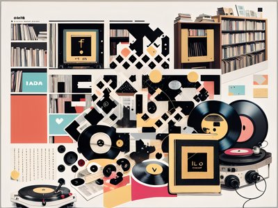 Vinyl Turntable Paper Collage QR Code for Album Covers