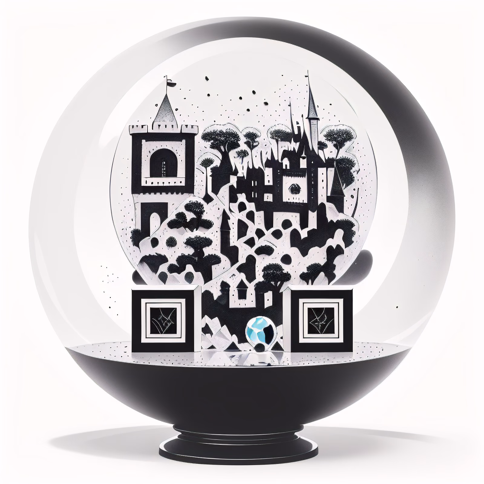 Crystal Ball Castle Ink QR Code Art — image 1