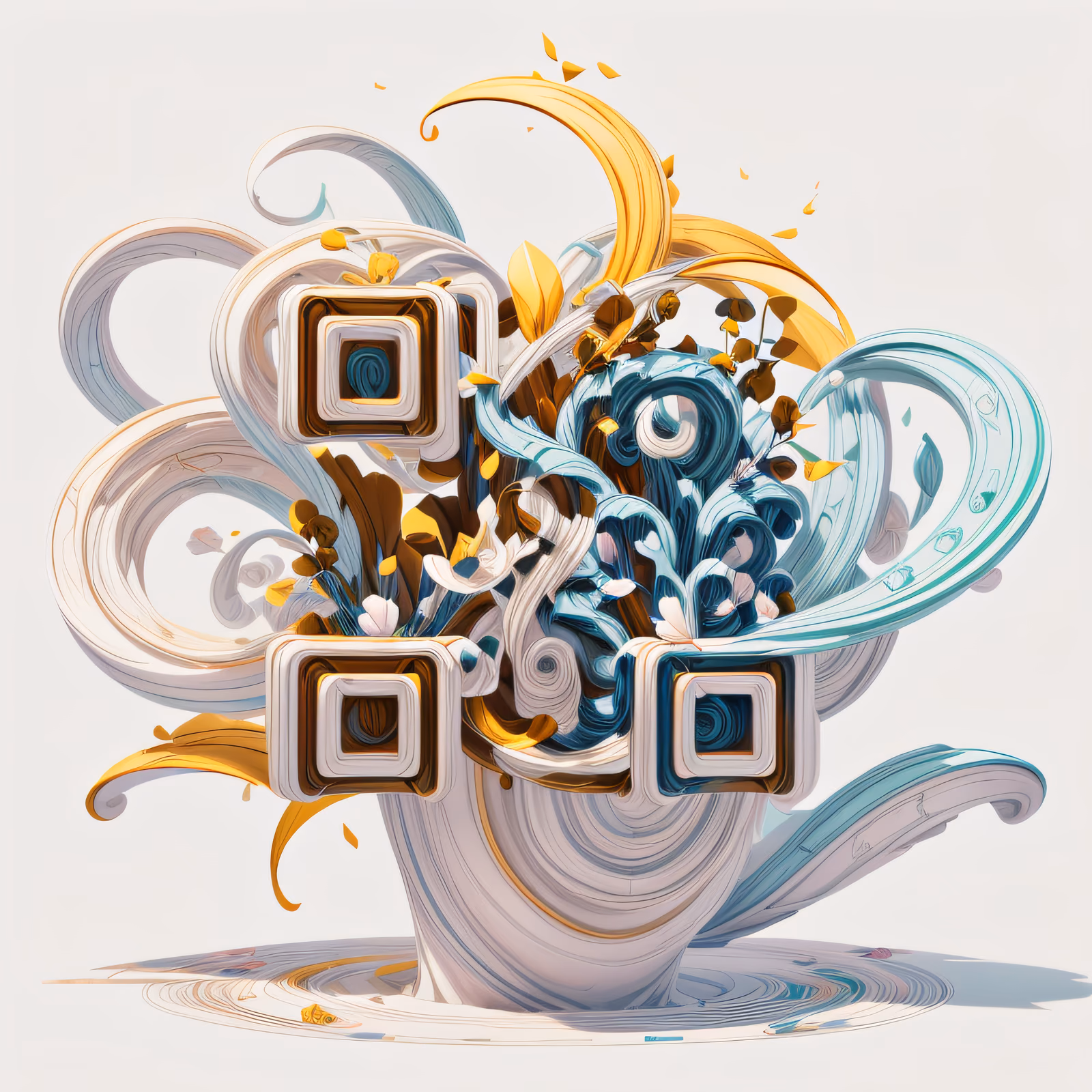 超现实螺旋花束3D二维码艺术 — 图片 1