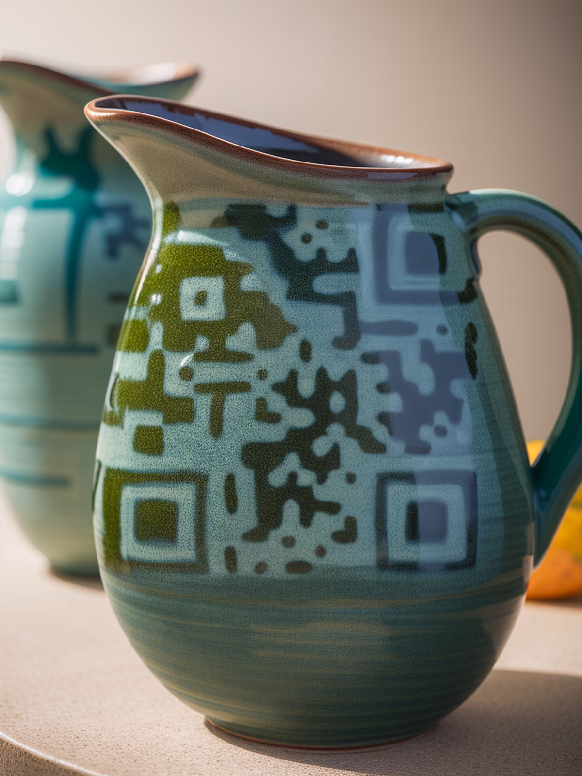 Green Ceramic Pitcher Photo QR Code Art — image 1
