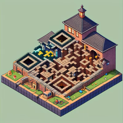 Isometric Brick Tunnel Diorama QR Code Art — image 1