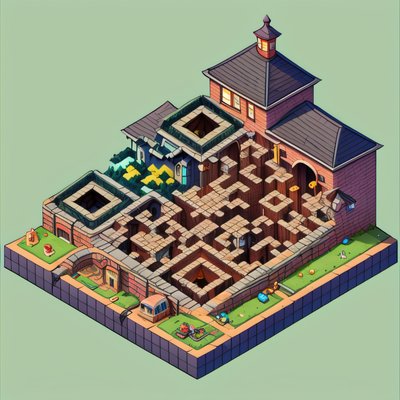 Isometric Brick Tunnel Diorama QR Code Art