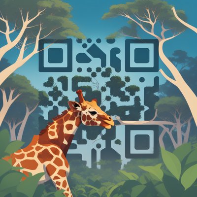 Savannah Giraffe Vector Illustration QR Code for Posters