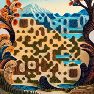 Quilled Paper Mountain Landscape Mountains QR Code Art — image 1