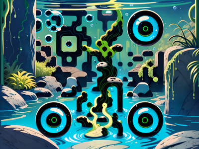 Toxic Glowing River Cartoon QR Code Art — image 1