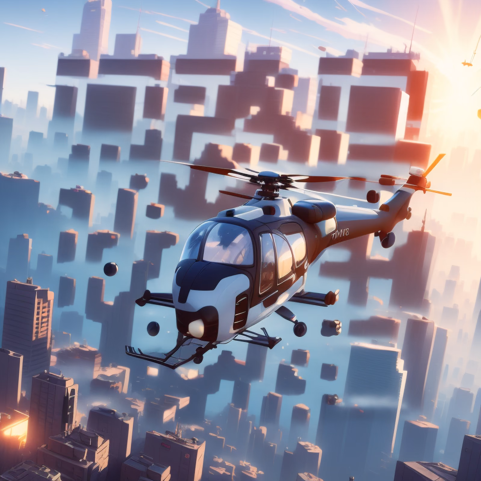 Helicopter Over City Game Art QR Code for Posters — image 1