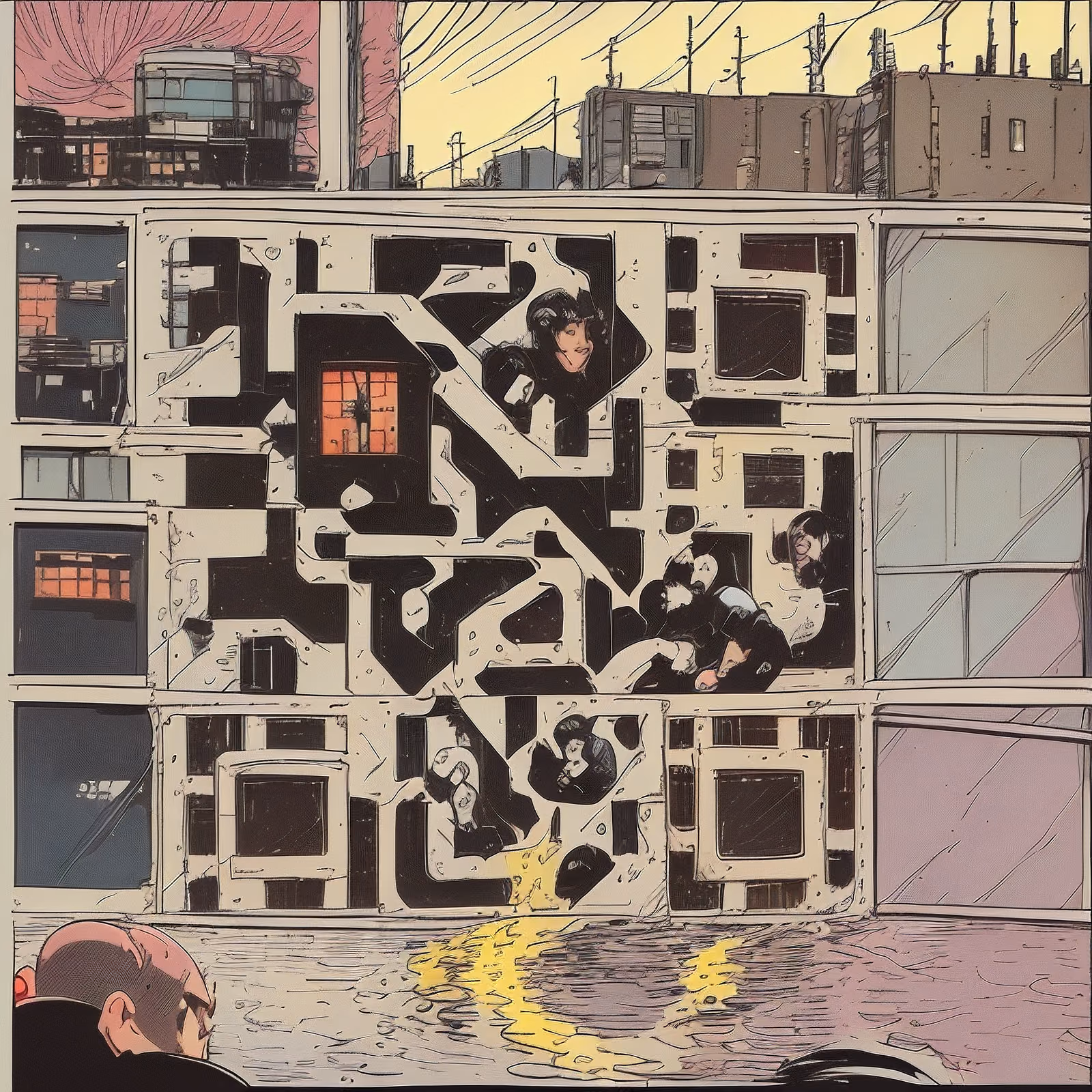 Comic Panel City Facade QR Code for Book Covers — image 1