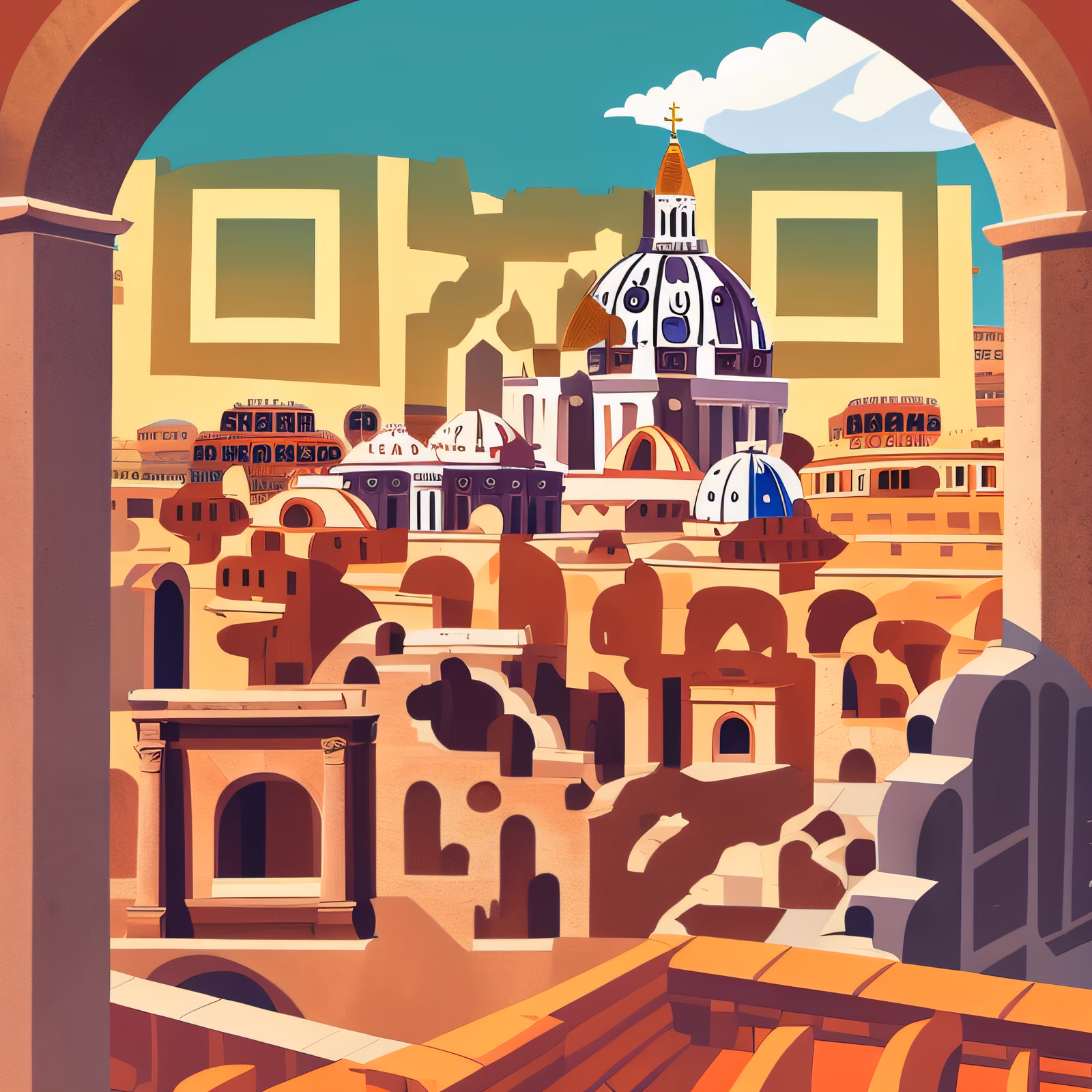 Rome Skyline Vector Poster QR Code for Posters — image 1